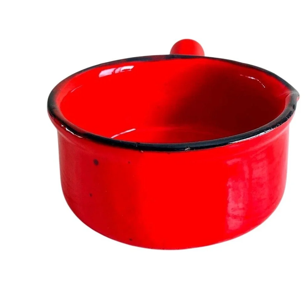 Vintage‎ Mid-Century Red Ceramic Butter Warmer with Hollow Handle